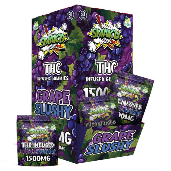 Smak'd THC Infused 1500mg Gummies - 60CT - Grape Slushy2