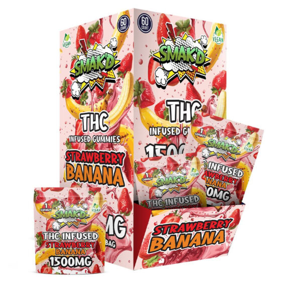 Smak'd THC Infused 1500mg Gummies - 60CT - Strawberry Banana2
