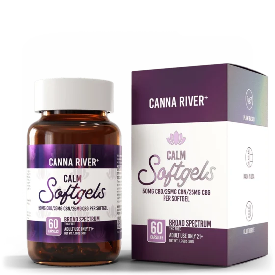 Canna River Broad Spectrum THC Free CBD Calm Softgels 60ct