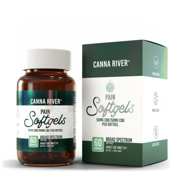 Canna River Broad Spectrum THC Free CBD Pain Softgels 60ct