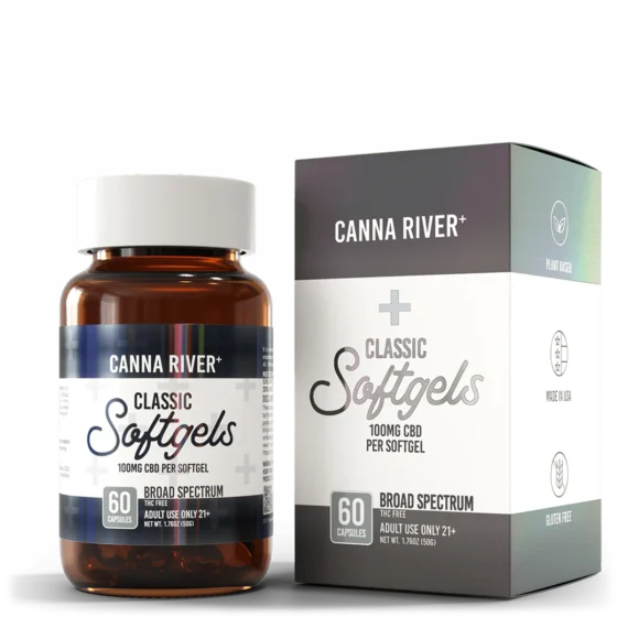 Canna River Broad Spectrum THC Free CBD Softgels 100mg