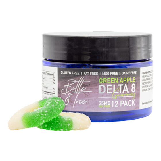 Bottle & Tree Delta 8 Gummies 25mg - Apple Rings - Image 2