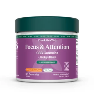 Charlotte’s Web CBG Focus & Attention Gummies THC-Free Pineapple Guava 60 Count