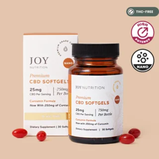 Joy Organics Broad Spectrum CBD Softgels with Curcumin 25mg