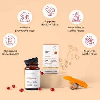 Joy Organics Broad Spectrum CBD Softgels with Curcumin 25mg