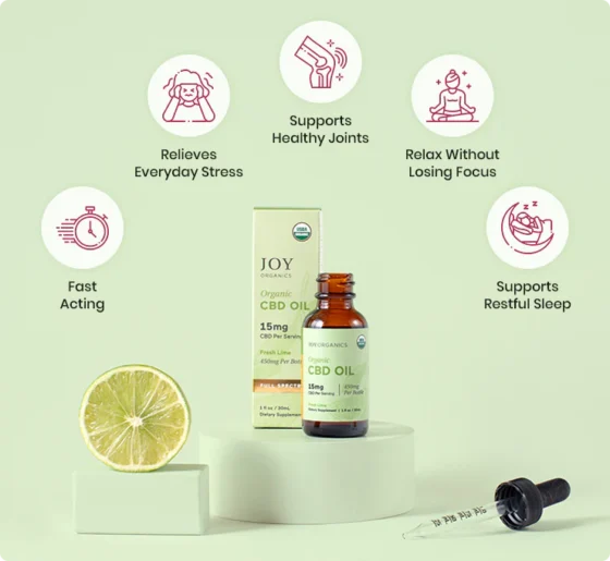 Joy Organics Organic Full Spectrum CBD Tincture with THC - Fresh Lime - Image 4
