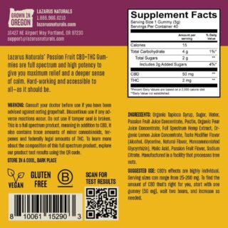 Lazarus Naturals Unwind CBD THC Gummies 10CT_SupplementFacts