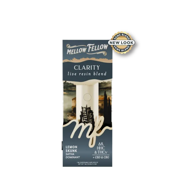 Mellow Fellow Live Resin 1mL Disposable Vapes Clarity Blend Lemon Skunk (Sativa)