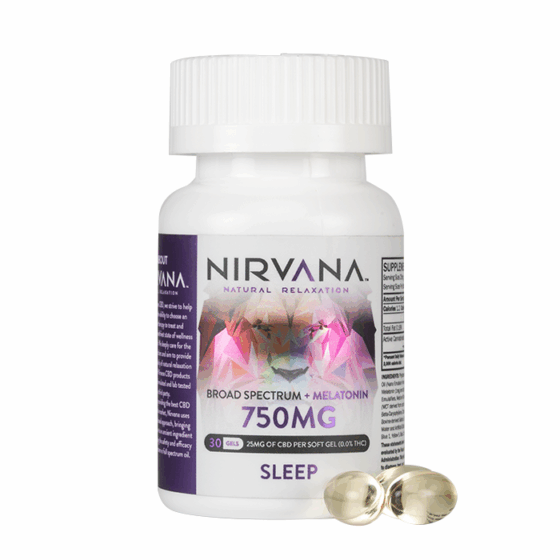 Nirvana CBD Broad Spectrum CBD + Melatonin Softgels - 750mg
