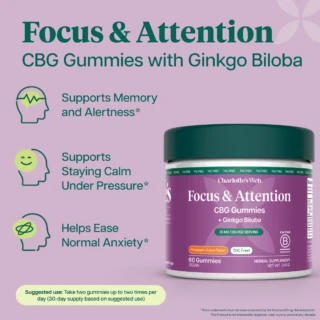Charlotte’s Web CBG Focus & Attention Gummies THC-Free Pineapple Guava 60 Count