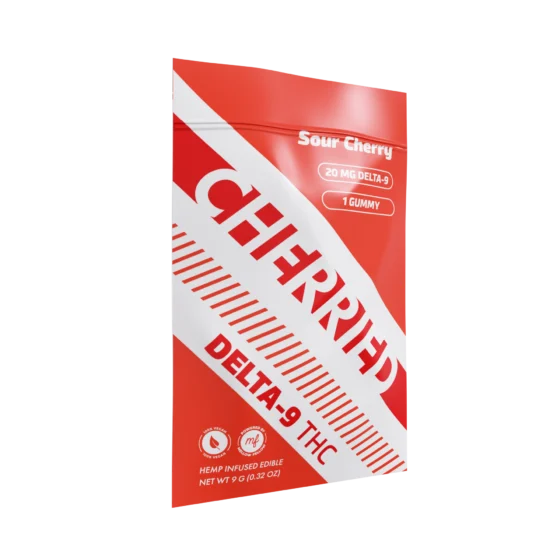Cherried 1pc Edibles 20mg Delta 9 + THC + Gummies Sour Cherry
