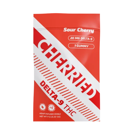 Cherried 1pc Edibles 20mg Delta 9 + THC + Gummies Sour Cherry
