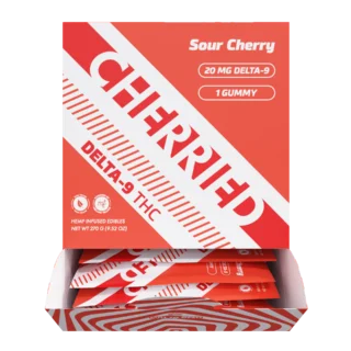 Cherried 1pc Edibles 20mg Delta 9 + THC + Gummies Sour Cherry