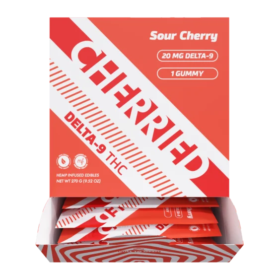 Cherried 1pc Edibles 20mg Delta 9 + THC + Gummies Sour Cherry
