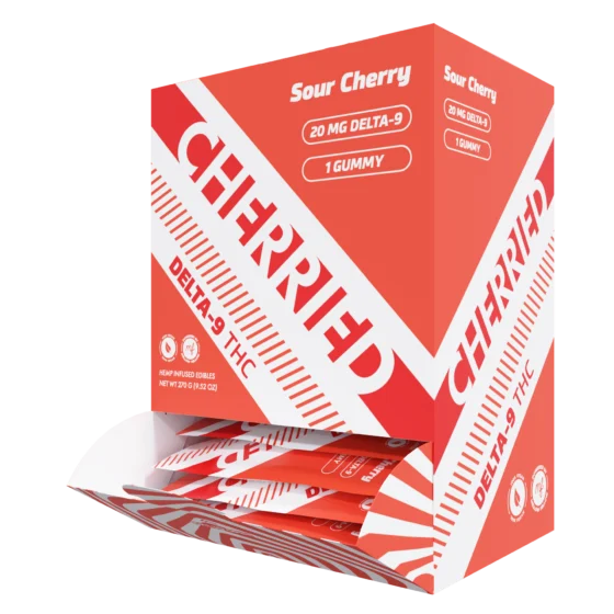 Cherried 1pc Edibles 20mg Delta 9 + THC + Gummies Sour Cherry