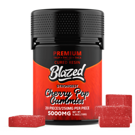 Blazed Premium THCP THCJD THCA Cured Resin 5000mg Strongest Gummies Cherry Pop