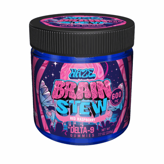 Haze Brain Stew D9 Gummies 600mg - Red Raspberry (Hybrid)
