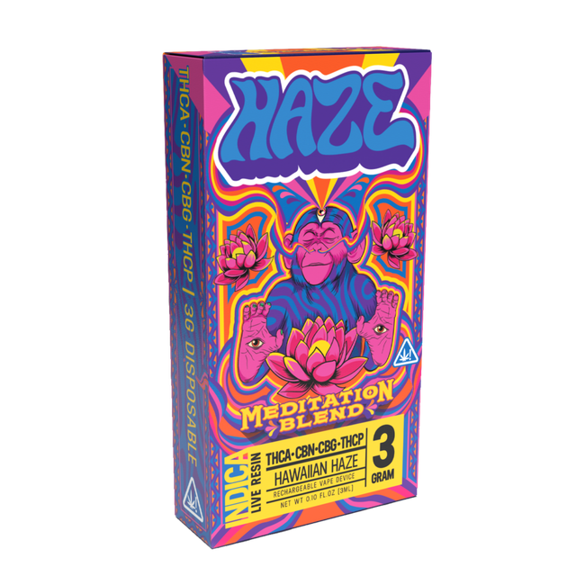 Haze Meditation Blend THCA + CBN + CBG + THCP Live Resin Disposable Vape 3G