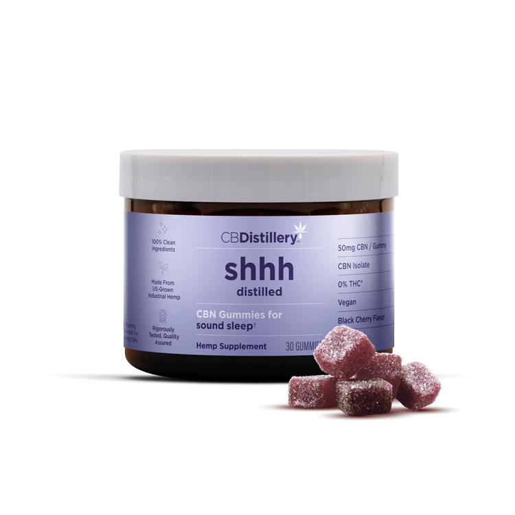 CBDistillery shhh Distilled CBN Isolate Sound Sleep Gummies Black Cherry – 30 Count