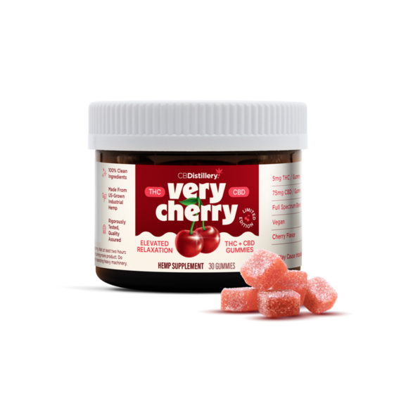 CBDistillery Very Cherry 5mg THC + 75mg CBD Elevated Relaxation Gummies - Cherry
