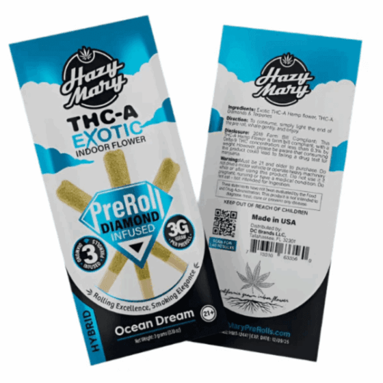 Hazy Mary 3g Exotic Indoor Diamond Infused Prerolls - Image 3