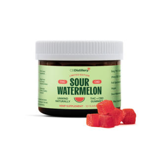 CBDistillery  Limited Edition Full Spectrum THC + CBD Gummies  Sour Watermelon – 30 Count
