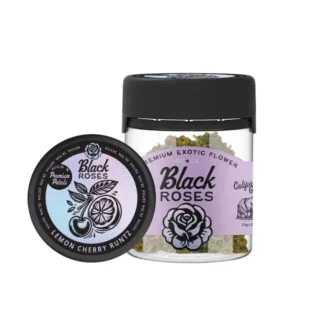 Black Roses THCa Ice Cream Cookies 3.5 g jar showing creamy vanilla-colored buds with cookie dough scent and dense structure
