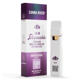 Canna River Calm Disposable Vape | 2g Broad Spectrum CBD + CBN + CBG | THC-Free
