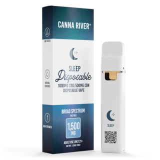 Canna River Sleep Disposable Vape – 2g Broad Spectrum CBD and CBN, THC-free vape pen for restful sleep and relaxation.