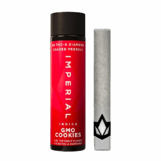 Imperial GMO Cookies THCA Diamond Loaded Preroll 2g – Indica strain with 1.5g flower and 0.5g THCA diamonds