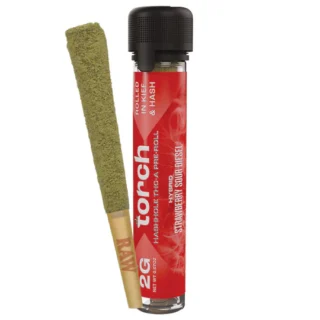 Torch 2 gram THC-A Hashhole pre-roll with sweet strawberry and diesel flavor – Strawberry Sour Diesel Hybrid