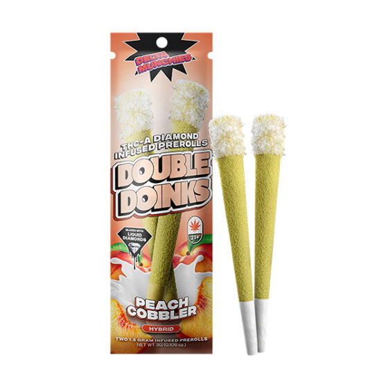 Delta Munchies 2g THCA Diamond Double Doinks Peach Cobbler strain – hybrid THCA prerolls