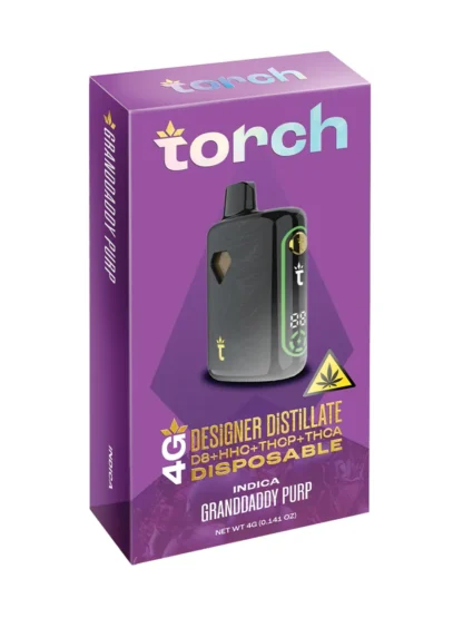 Torch – Designer Distillate | HHC + THCP + THCA | 4g Disposable – Granddaddy Purp (Indica)