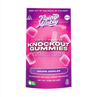 Flying Monkey Knockout Gummies – Grape Giggles flavor – 20ct 10000mg Delta-9 THCA THCP strong hemp edible gummies