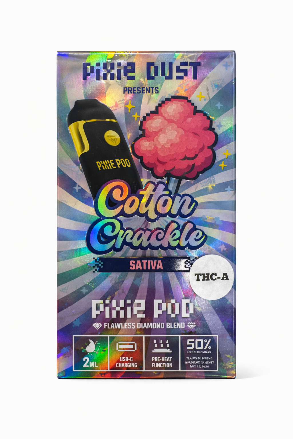 Pixie Pods Flawless Diamond Blend 2G disposable vape Cotton Crackle