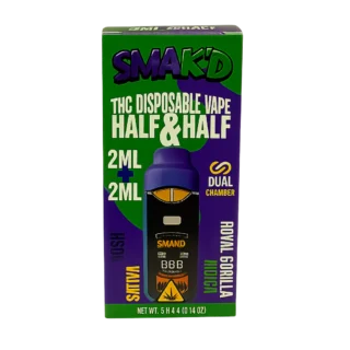 Smak’d – Grape Kush / Royal Gorilla Dual-Chamber Disposable | Delta 8 • Delta 9 • HHC • THCP | 4g