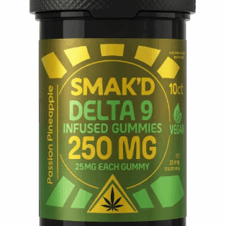 Smak’d Delta 9 Passion Pineapple 250mg 10ct Vegan Gummies