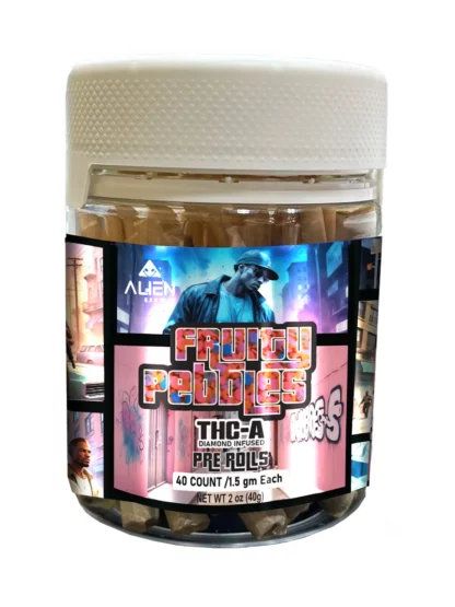 Alien Exotics THC-A Diamond Infused Preroll Jar | Fruity Pebble Sativa | 40% THC-A