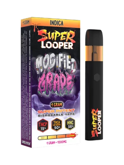 Super Looper D90 Disposable Vape 1g Modified Grape Indica THCA THCP HHC
