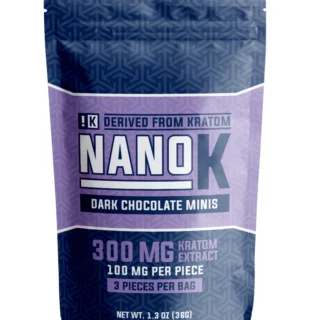NanoK – Dark Chocolate Minis Kratom Extract Edibles | 300mg Bag • 100mg per Piece | 3ct