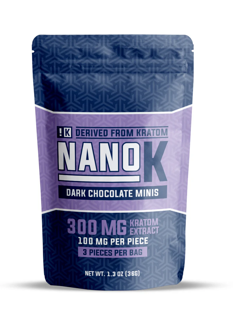 NanoK – Dark Chocolate Minis Kratom Extract Edibles | 300mg Bag • 100mg per Piece | 3ct