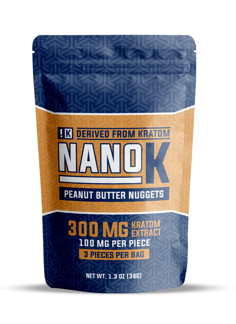 NanoK – Peanut Butter Nuggets Kratom Extract Edibles | 300mg Bag • 100mg per Piece | 3ct