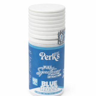 Perks Eat Full Spectrum Kratom Mitragynine Blue Razz flavor tablets