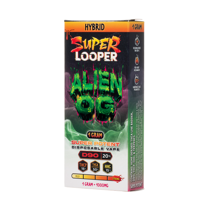 Super Looper D90 Disposable Vape 1g Alien OG Hybrid THCA THCP HHC