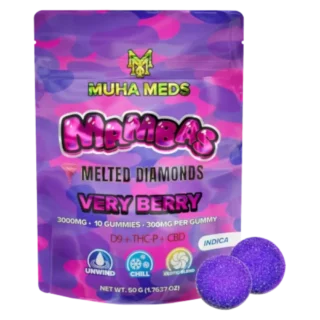 Muha Meds – Very Berry Melted Diamonds Gummies | D9 • THCP • CBD | Indica | 3000mg | 10ct