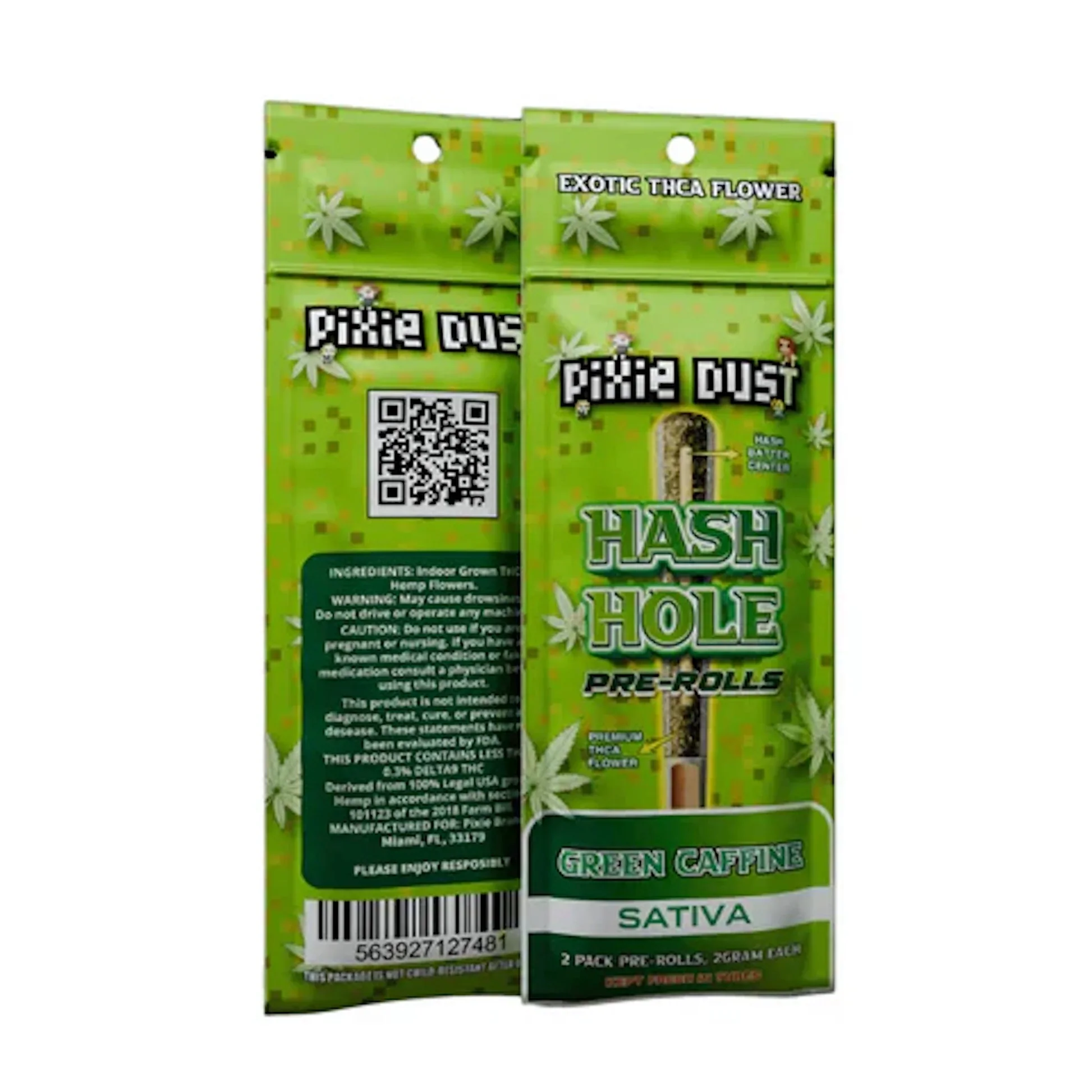 Pixie Dust 4G THC-A Hash Hole Pre-Rolls Green Caffeine Sativa