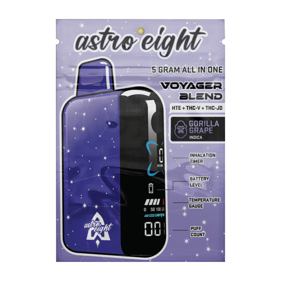 Astro Eight Voyager Blend Disposable Vape Gorilla Grape Indica 5G