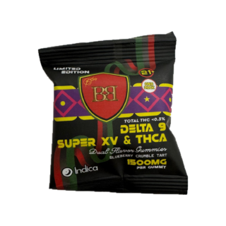 bud buddy thca delta 9 super xv gummy blueberry crumble tart dual flavor 1500mg 1ct