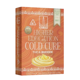 Higher Education 95% 2g THCA Budder Cold Cure Orange Garlic Jam Indica