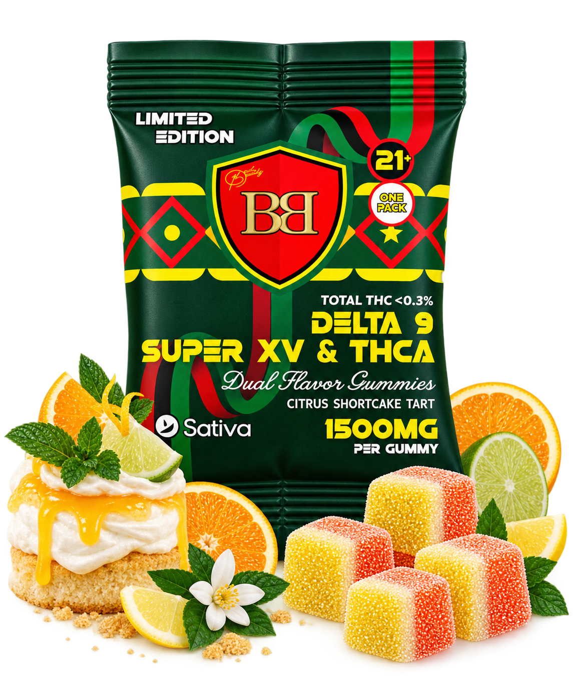 Bud Buddy Super XV THCA + Delta 9 THC Dual Flavor Gummies 1500mg 1 Count - Image 10